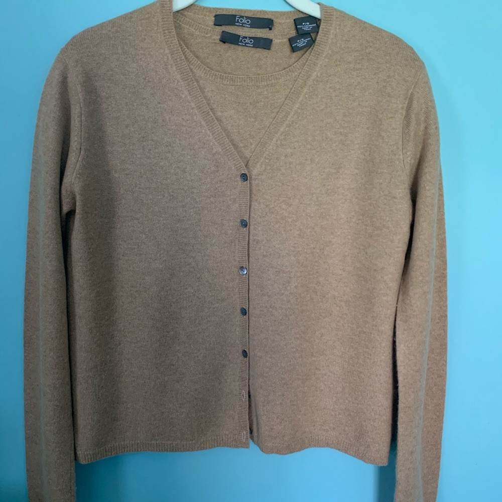 Camel cashmere sweater set